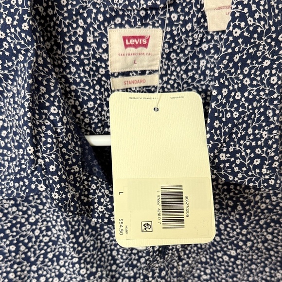 Levi's Men's Navy Blue Patterned Button Down Shirt NWT - Size L - Picture 5 of 7